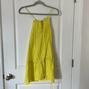 J.Crew 100% Linen Small Yellow Drop Waist Sleeveless Dress